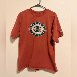 Champion Men's Classic Logo Athletic Rust Tee Shirt Size Large